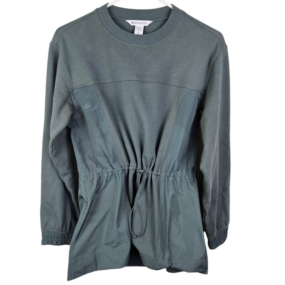Athleta Triumph Hybrid Crewneck Pullover Sweatshirt Bali Green‎ Size XSmall